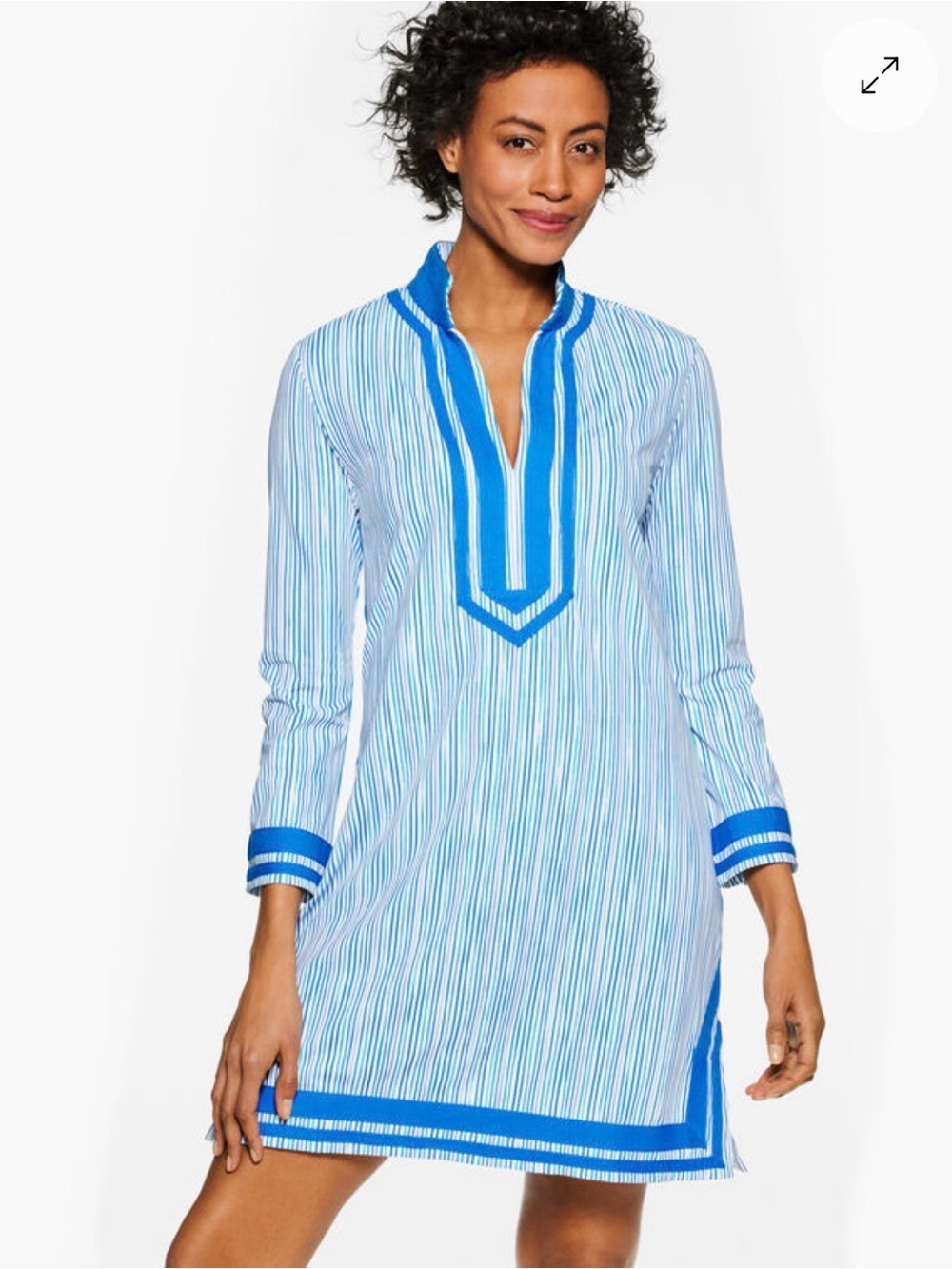 Cabana Life for Talbots Blue & White Striped Palapa Tunic Swim Cover Up Size L